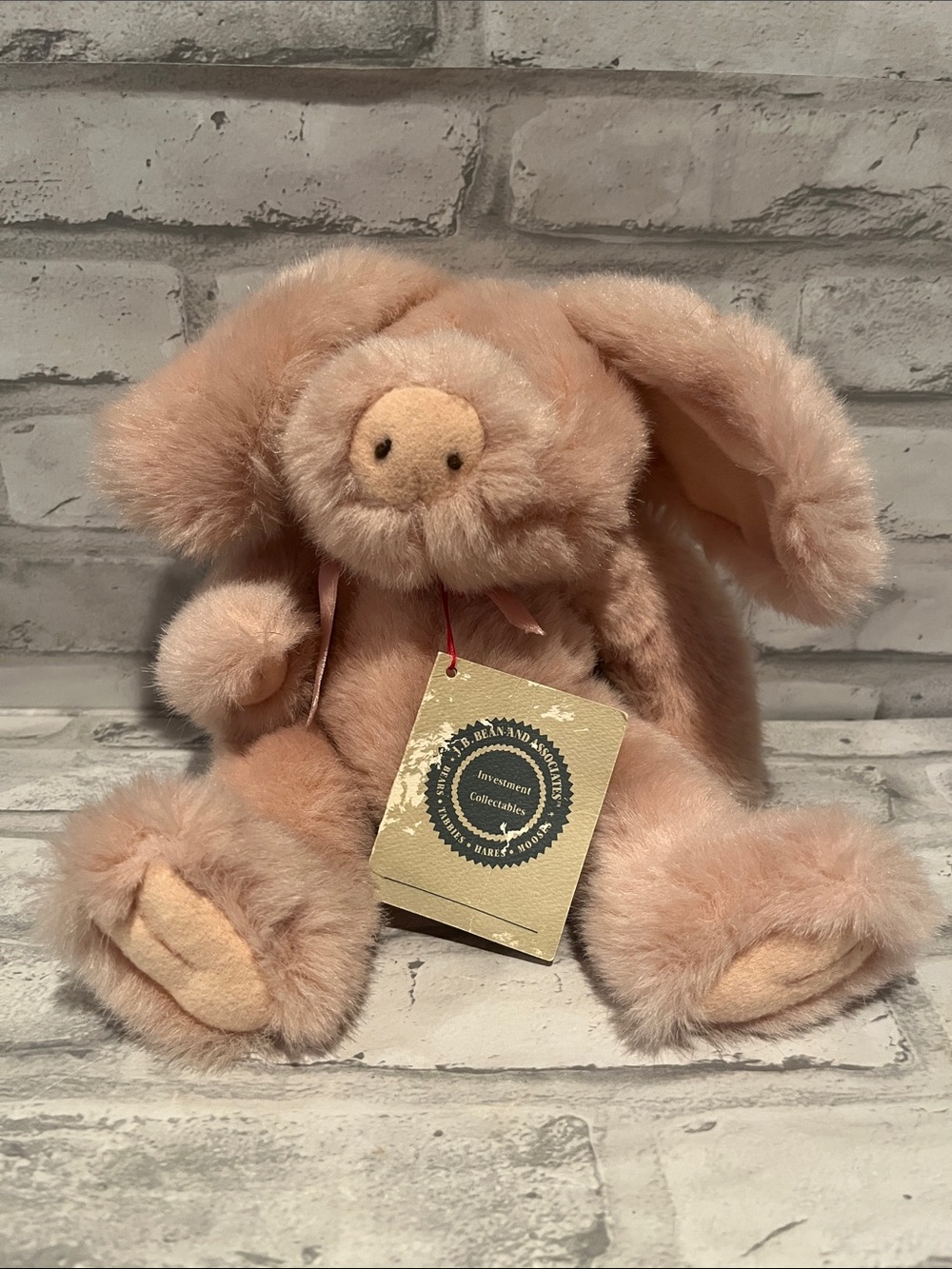 JB and Bean Plush Bunny Stuffed Animal - Blush Pink piglet